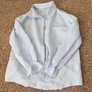 SHEIN Light Blue Seersucker Button-Up Swim Coverup